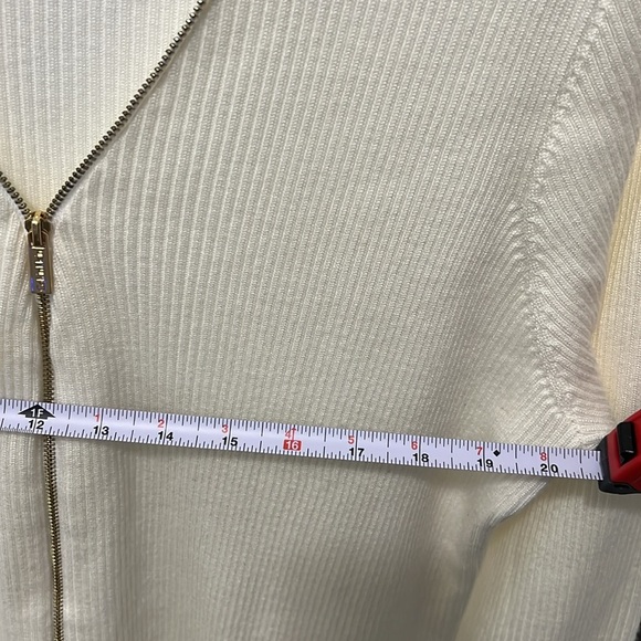 Calvin Klein Women's Zip-Up Cream Cardigan - Picture 5 of 7